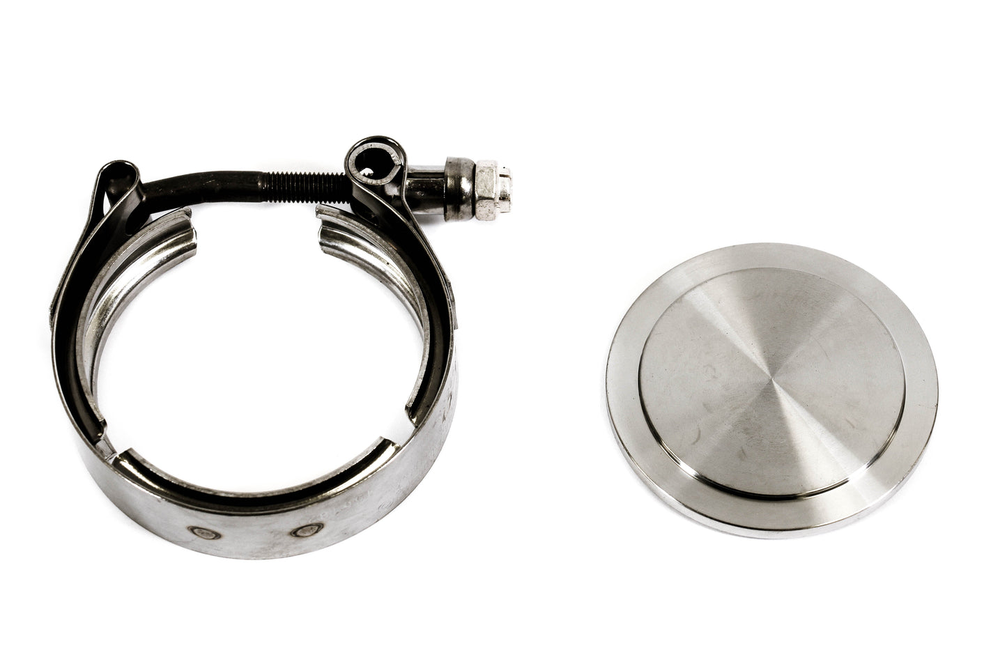 PLM block off flange and v-band clamp for TiAL 38mm MVR wastegate applications
