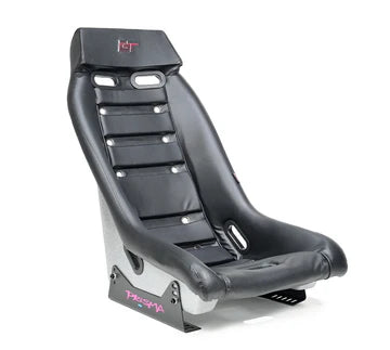 NRG GT Retro Bucket Seat - Black PVC Leather Black Stitching Multicolor Fiberglass Back w/ Glitter - PRI-100BK-H