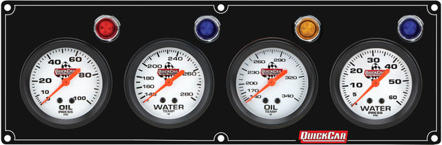 4 Gauge Panel OP/WT//OT/WP Black QUICKCAR RACING PRODUCTS