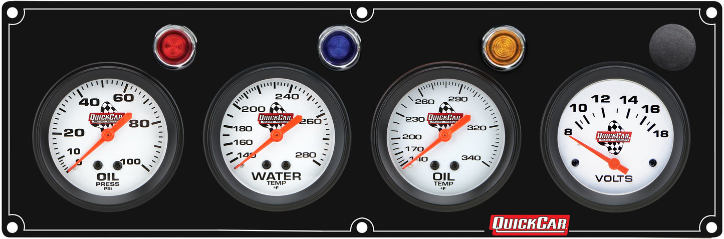 4 Gauge Panel OP/WT/OT/VT Black QUICKCAR RACING PRODUCTS