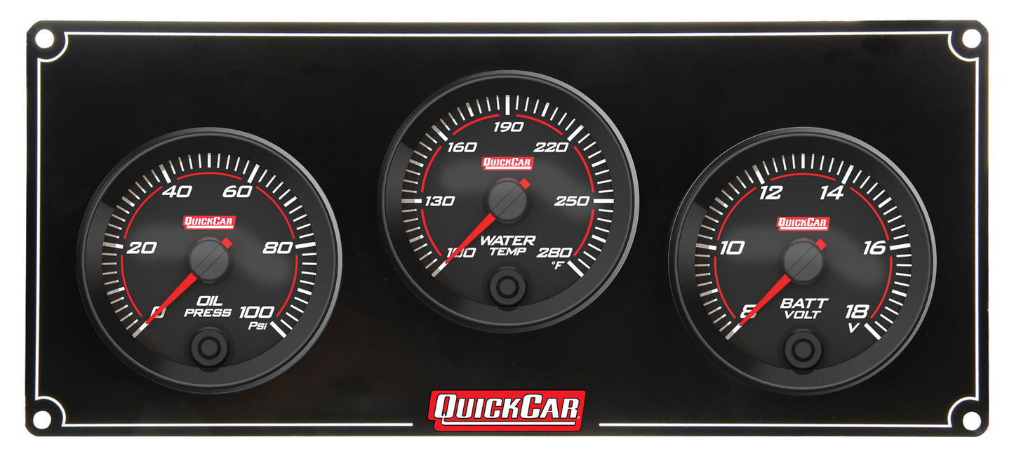 Redline 3 Gauge Panel OP/WT/VOLT QUICKCAR RACING PRODUCTS