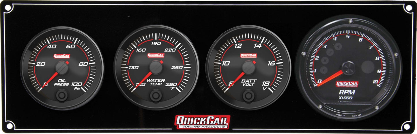 Redline 3-1 Gauge Panel OP/WT/Volt w/Recall Tach QUICKCAR RACING PRODUCTS