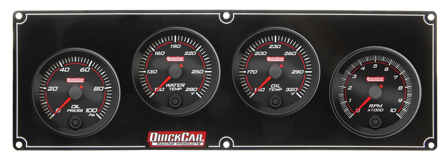 Redline 3-1 Gauge Panel OP/WT/OT w/2-5/8in Tach QUICKCAR RACING PRODUCTS