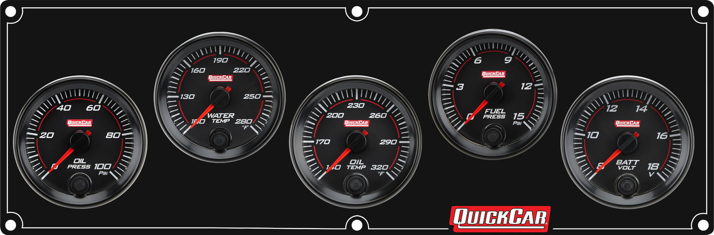 Redline 5 Gauge Panel OP/WT/OT/FP/VOLT QUICKCAR RACING PRODUCTS