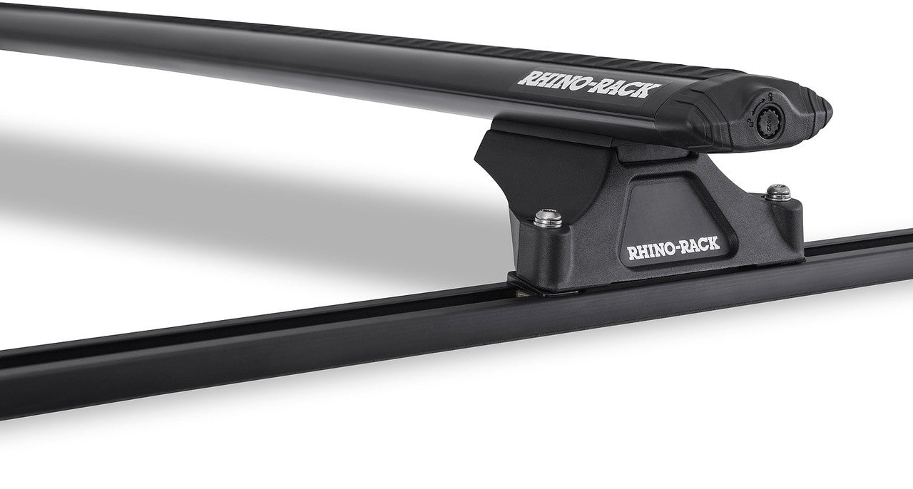 Rhino-Rack 99-07 Ford F250 4 Door Pick Up Heavy Duty RLTP Track Mount 2 Bar Roof Rack - Black