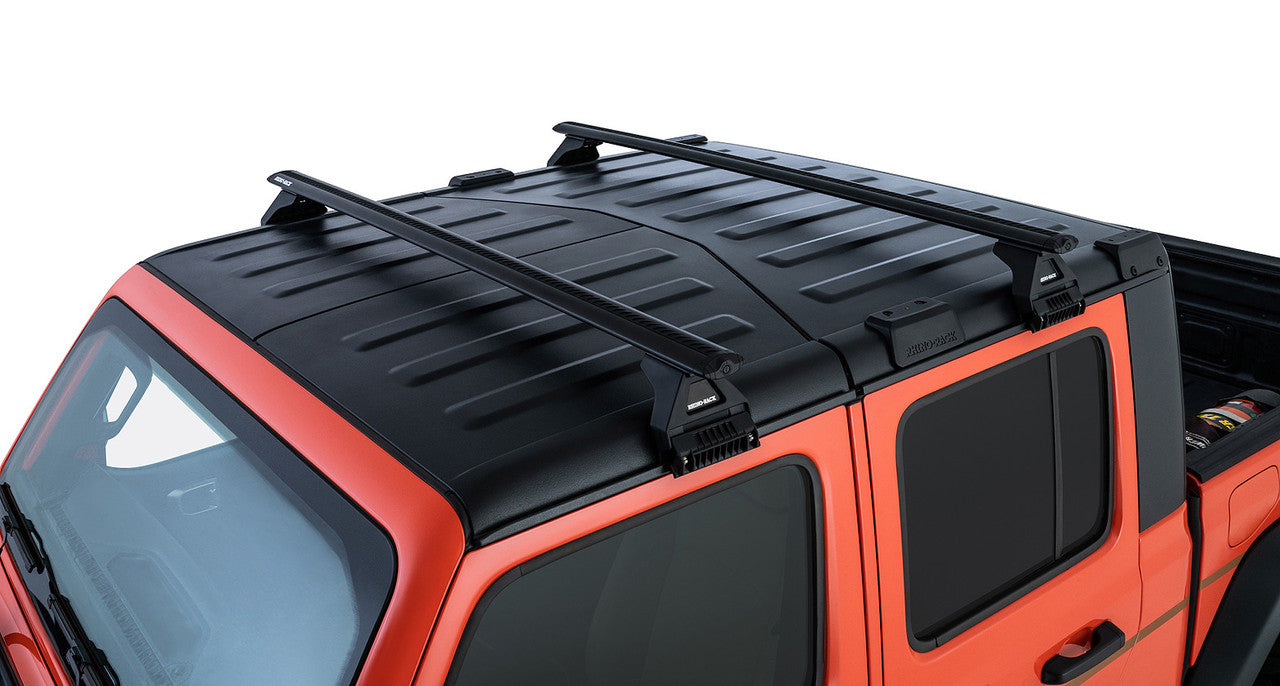 Rhino-Rack 20-21 Jeep Gladiator 4 Door Pick Up Heavy Duty RL110 2 Bar Roof Rack - Black