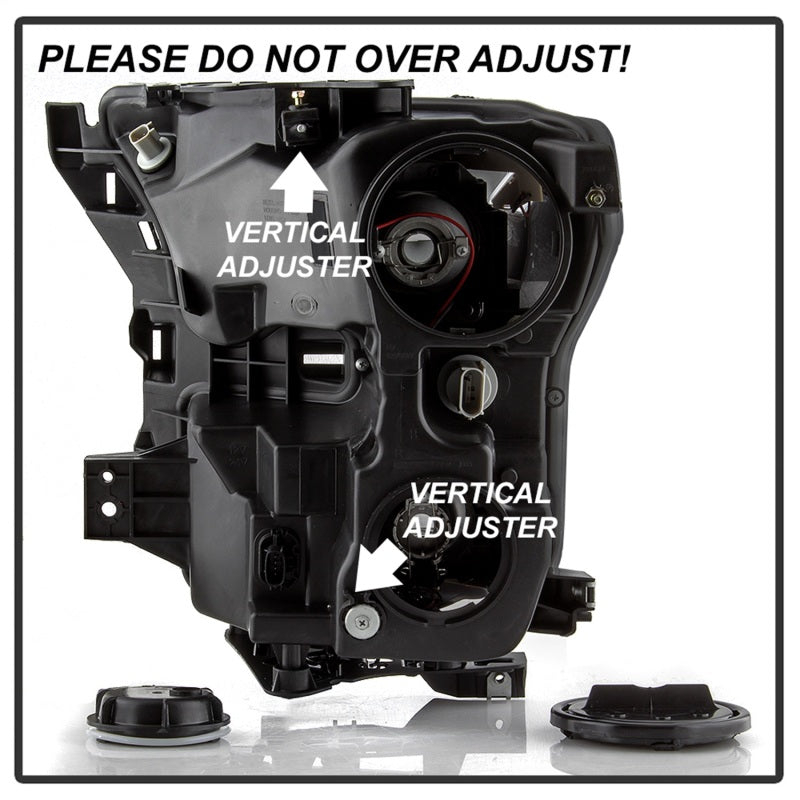 xTune 15-17 Ford F-150 DRL LED Light Bar Projector Headlights - Black Smoke (PRO-JH-FF15015-LB-BSM) SPYDER