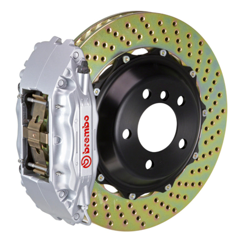 Brembo 91-96 Stealth R/T AWD/91-99 3000GT Fr GT BBK 4Pist Cast 2pc 355x32 2pc Rotor Drilled-Silver Brembo