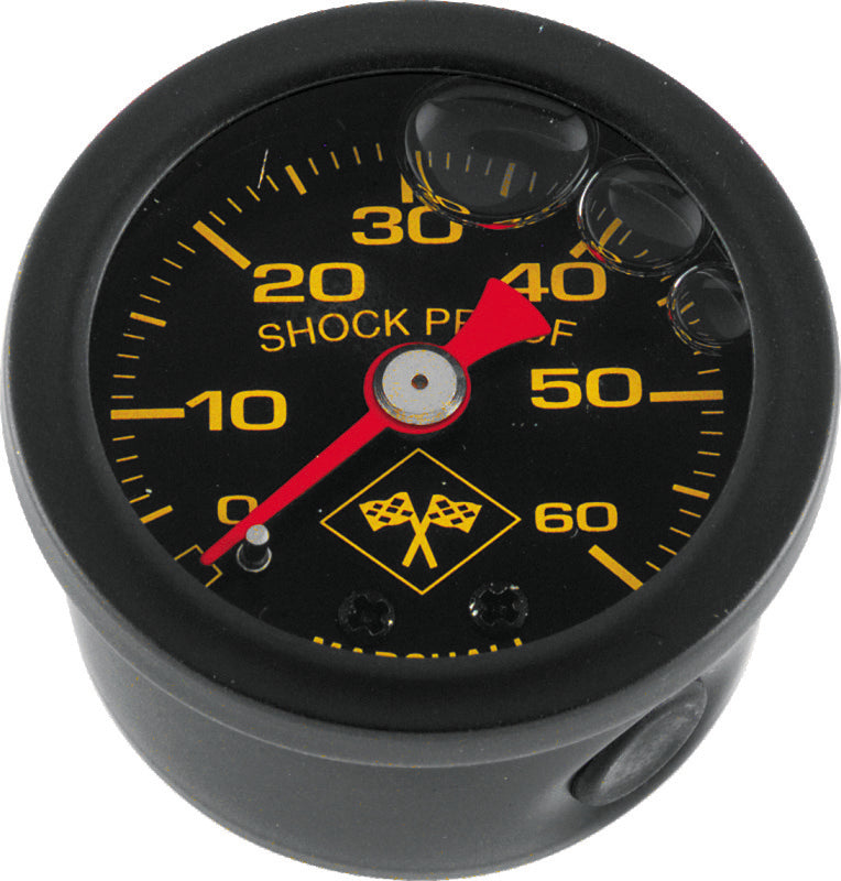Bikers Choice 0-60 PSI Oil Pressure Gauge Black Face Black Bezel Liquid Filled Universal Custom