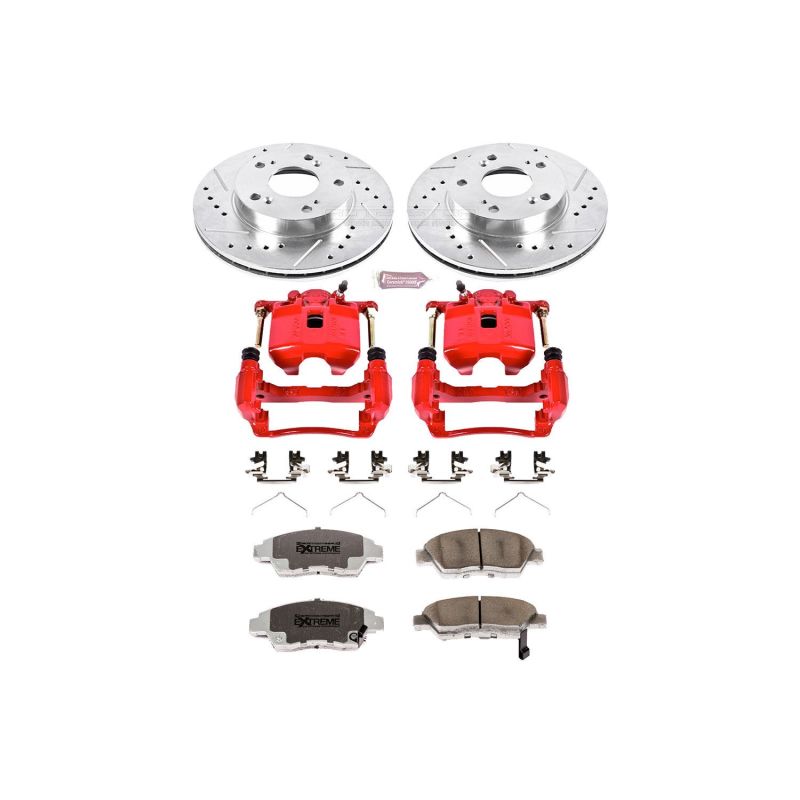Power Stop 06-11 Honda Civic Front Z26 Street Warrior Brake Kit w/Calipers PowerStop