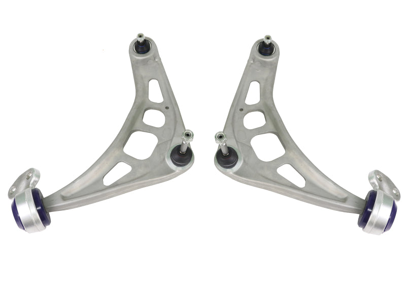 Complete SuperPro ALOY0046K control arm kit with arms, ball joints, and bushings.