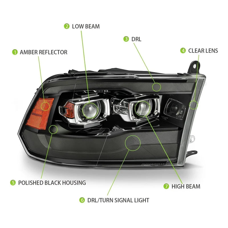 AlphaRex 880593 PRO-Series Headlights Details for Ram Truck 09–18