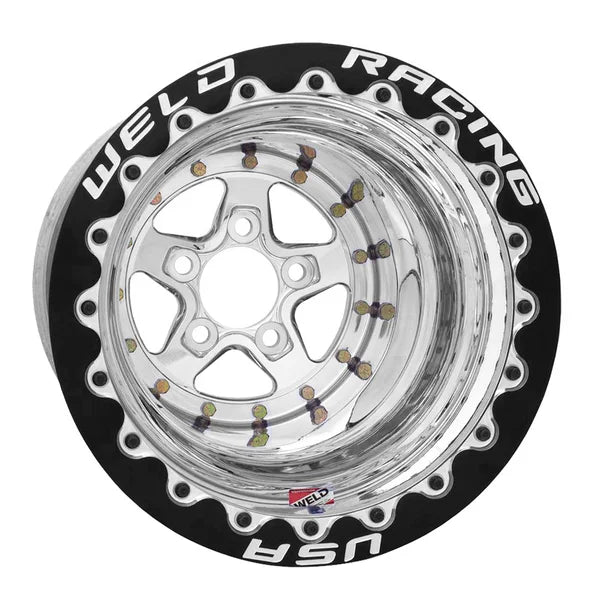 Weld AlumaStar 2.0 15x16 - 5x127 BP - 5in BS Polished/Black Bead Lock Wheel