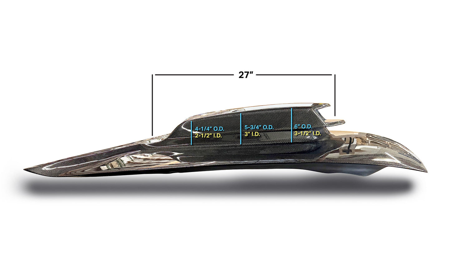 Underside of the Anderson Composites Type-HM Carbon Hood, displaying precision craftsmanship and reinforcement for durability and strength.