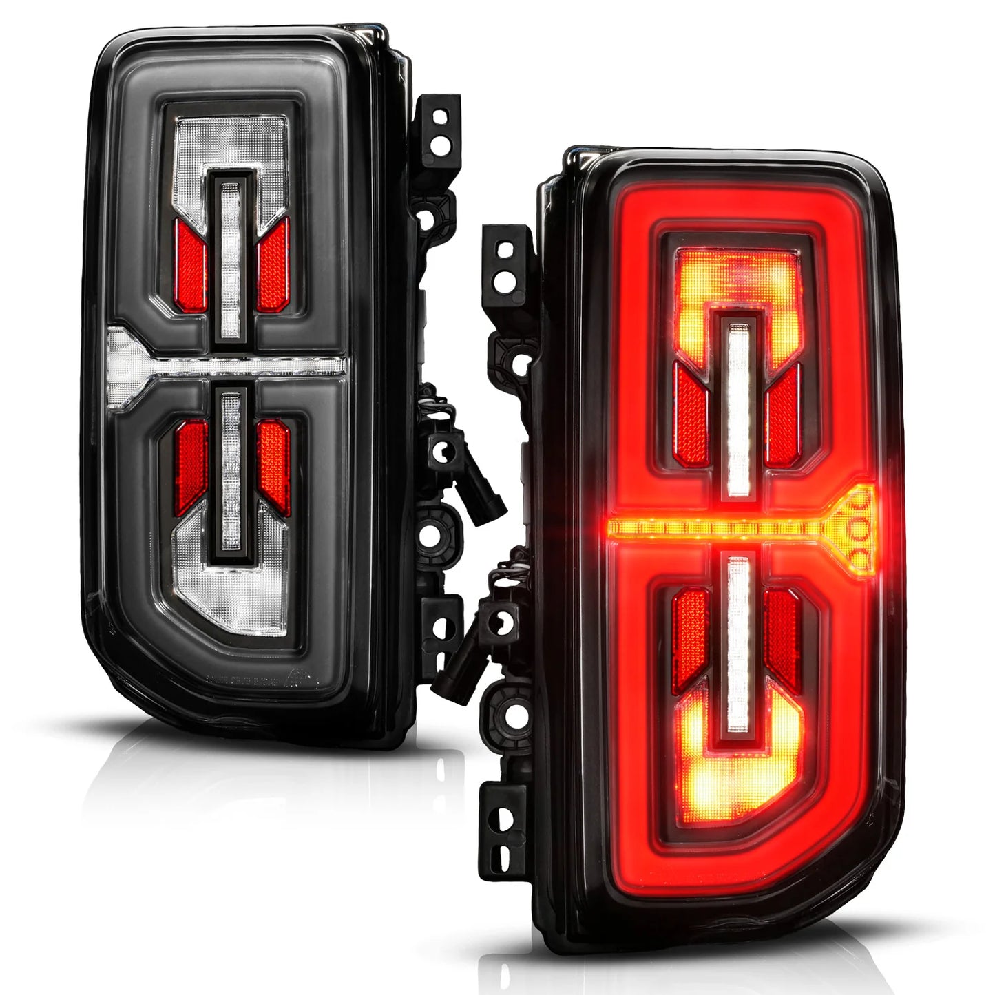 ANZO 21-25 Ford Bronco Full LED Tail Lights SeqSig Black - Pair