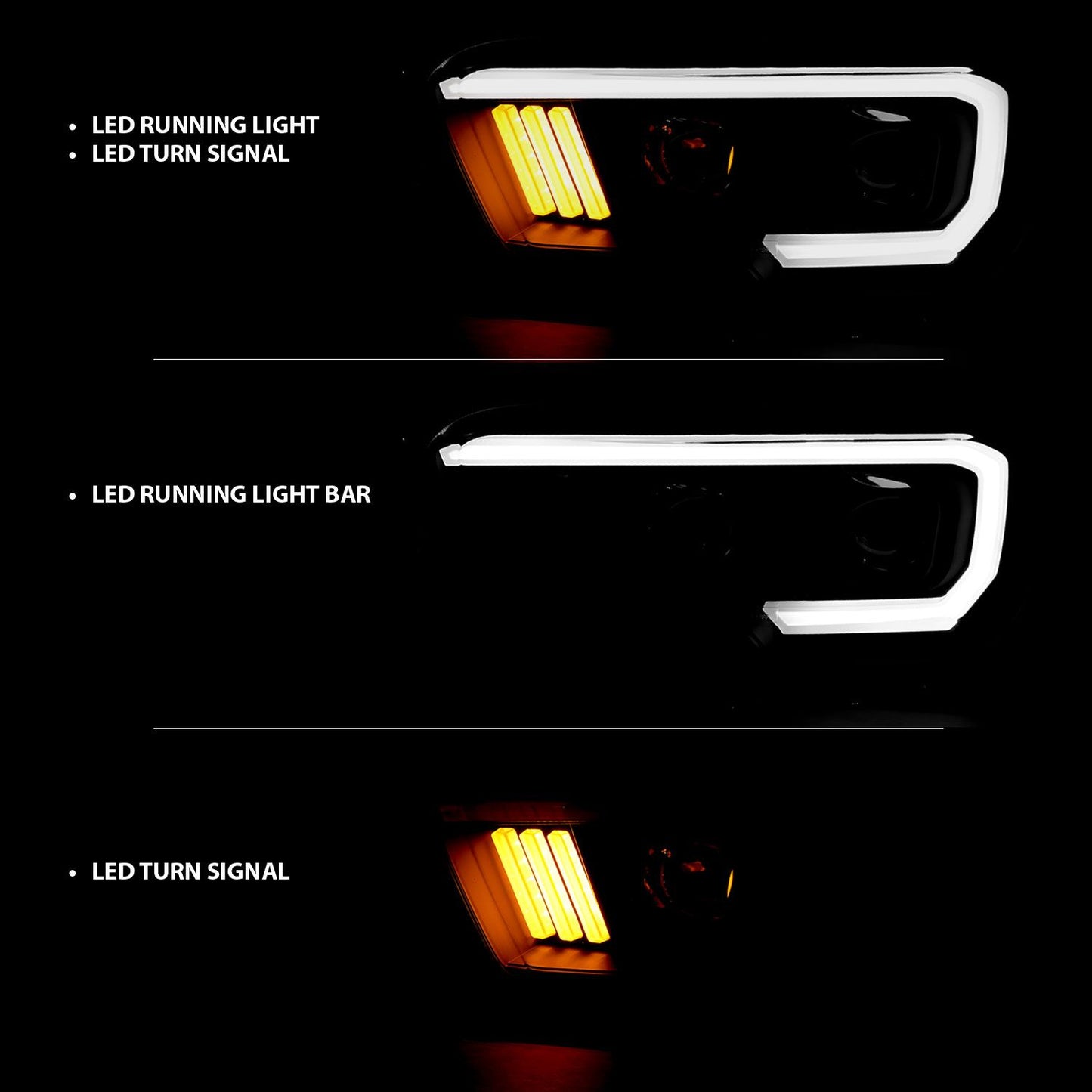 ANZO 111379 Projector Plank Style Headlights for Toyota Tacoma 2016-2023 – Black Housing ANZO