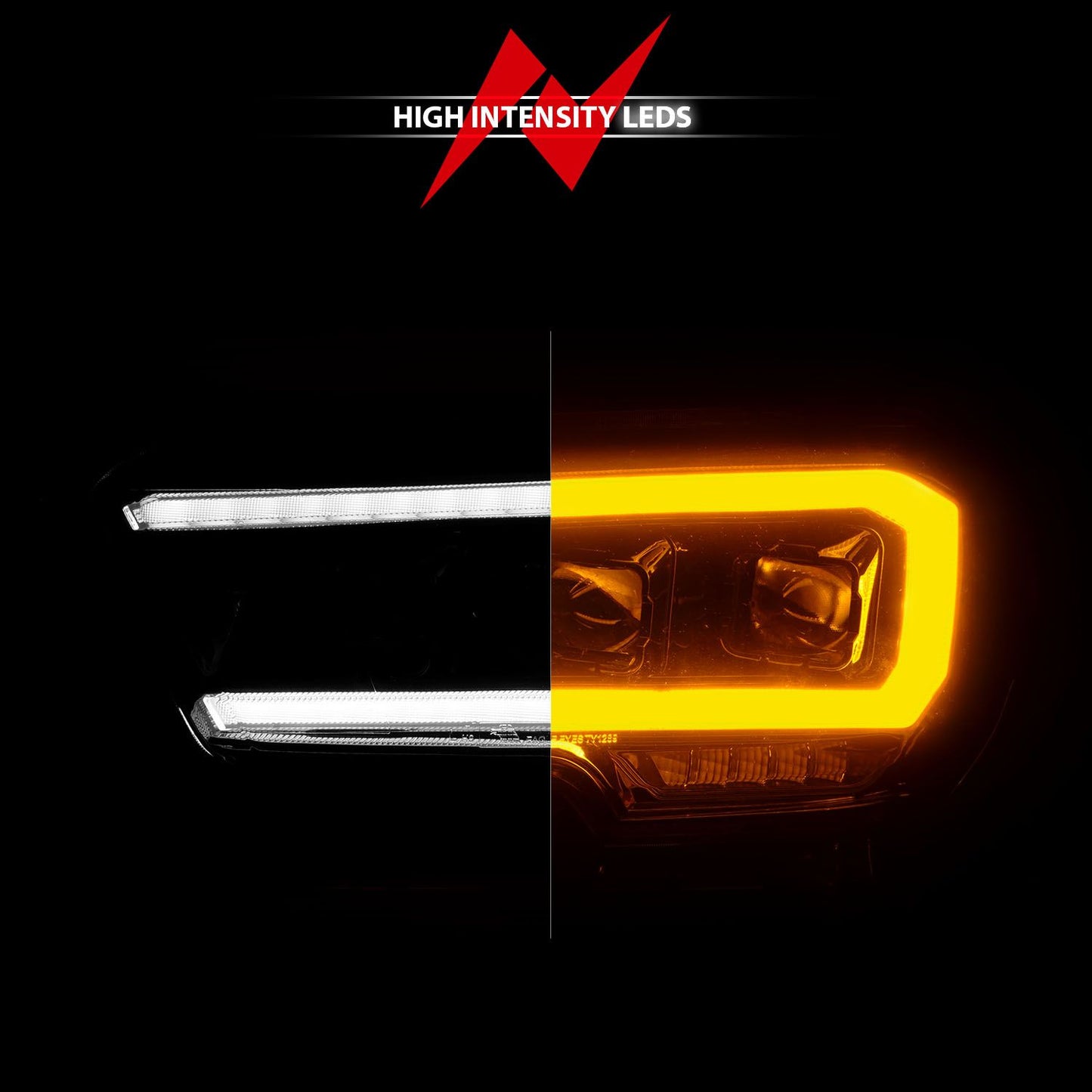 ANZO 111562 Full LED Projector Headlights for Toyota Tacoma 2016-2023 – Black Housing ANZO