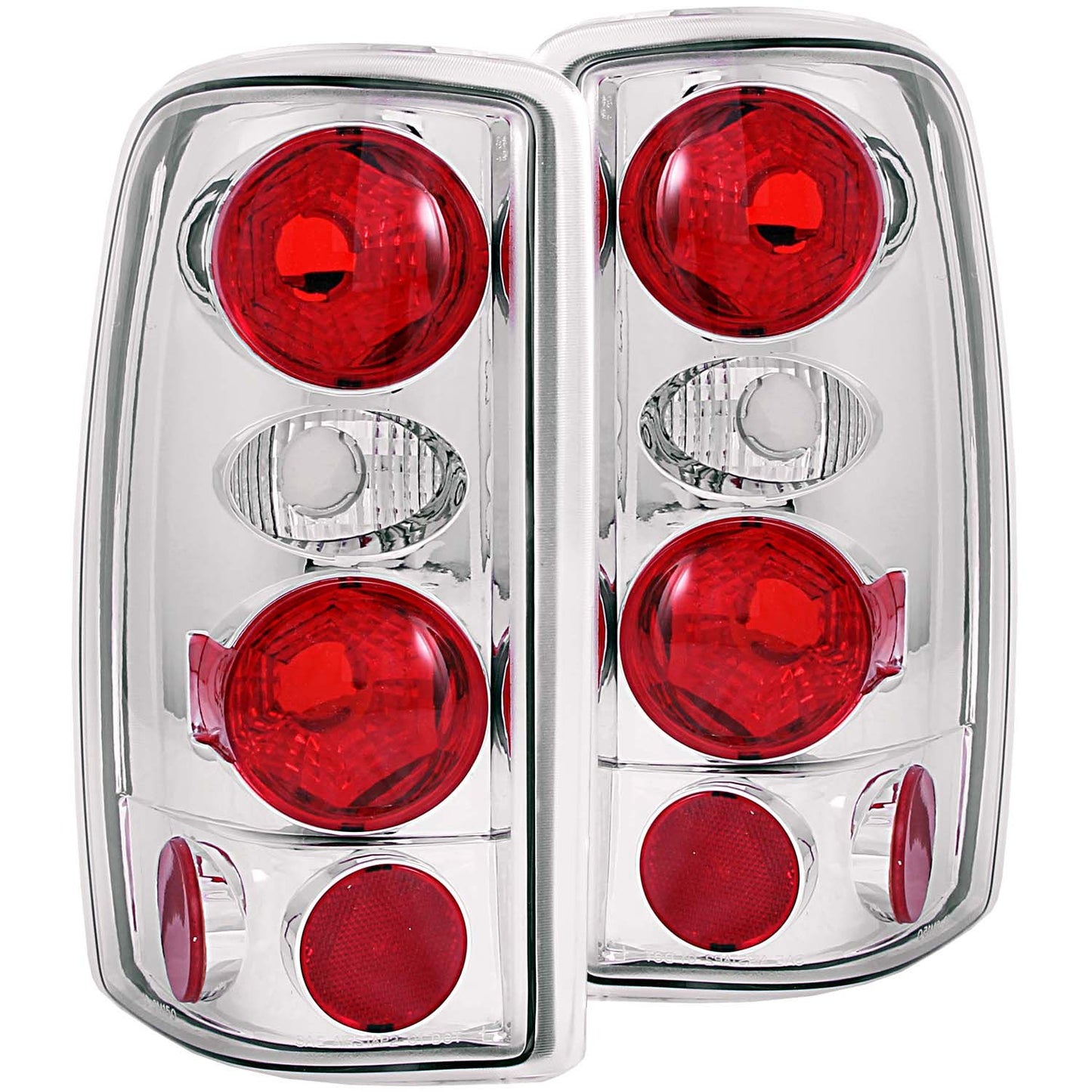 ANZO 211008 Chrome Tail Lights with Clear and Red Lens for Chevy Suburban/Tahoe & GMC Yukon/Yukon XL/Denali 2000-2006 Models