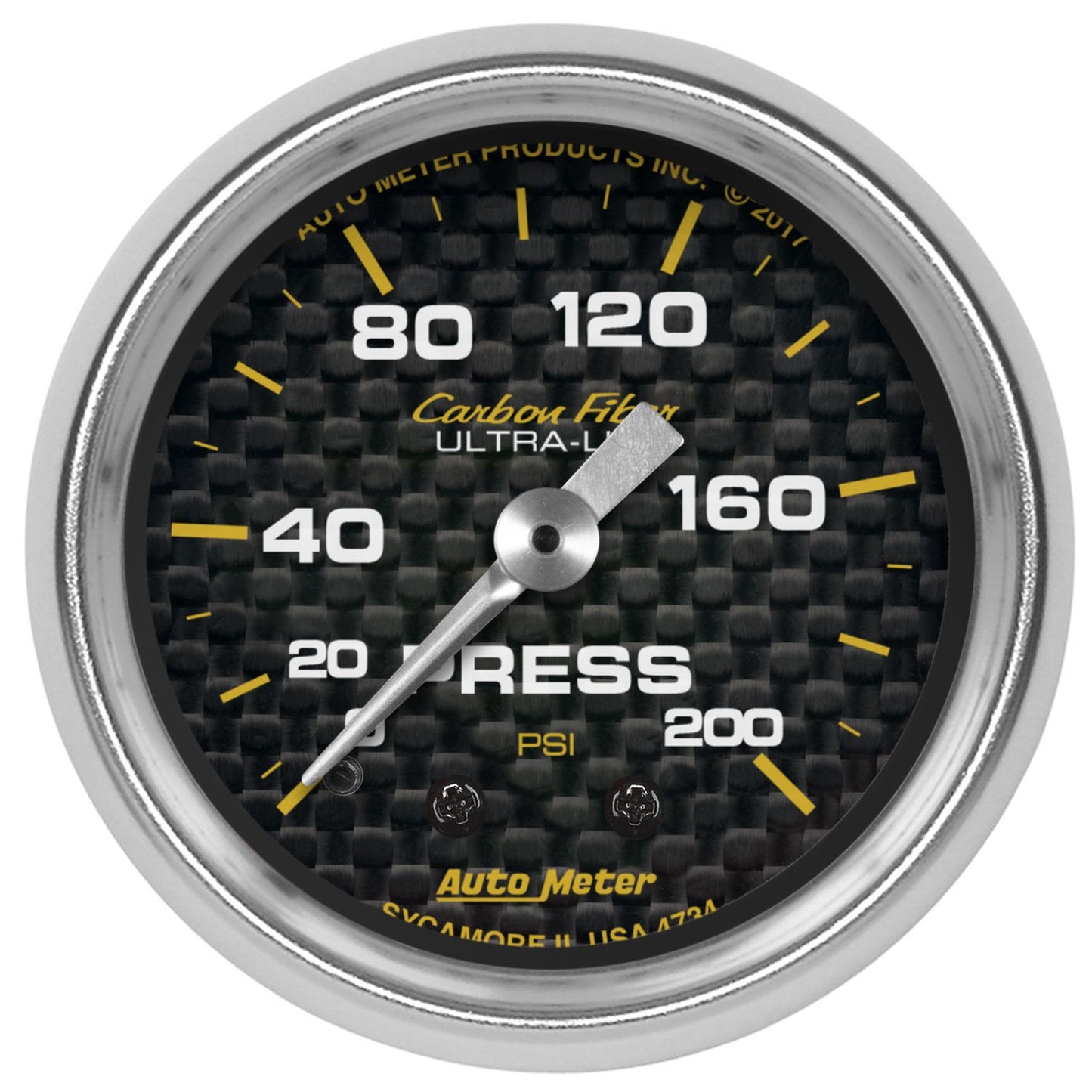 Autometer Carbon Fiber 2-1/16in Mechanical 0-200 PSI Pressure Gauge - 4734