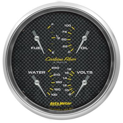 AutoMeter Carbon Fiber Quad Gauge 5in. 0 Ohm (E) - 90 Ohm (F) Electric 4819