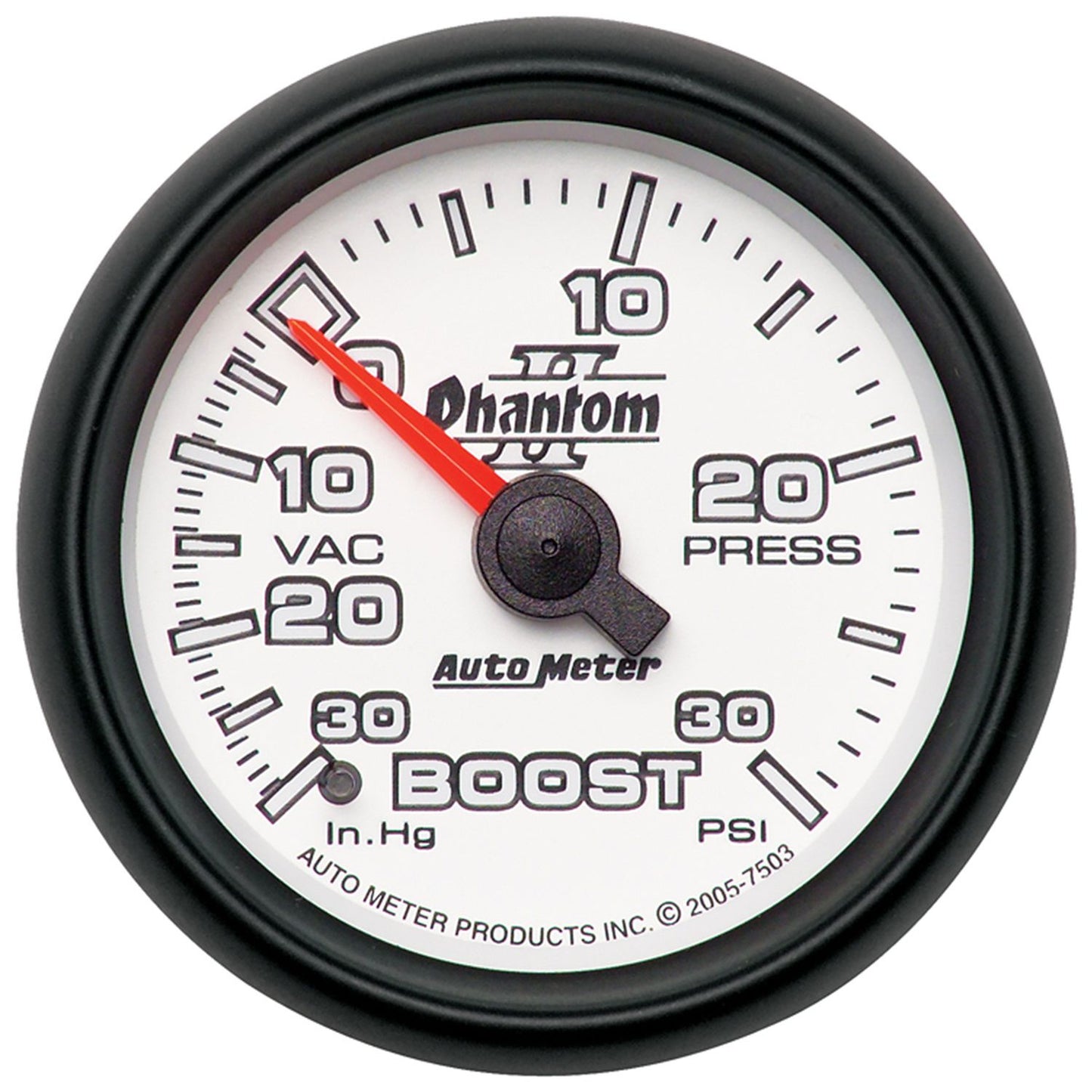 AutoMeter Phantom II Mechanical Boost/Vacuum Gauge | 2‑1/16″ / 30 in Hg‑30 PSI | SKU: 7503