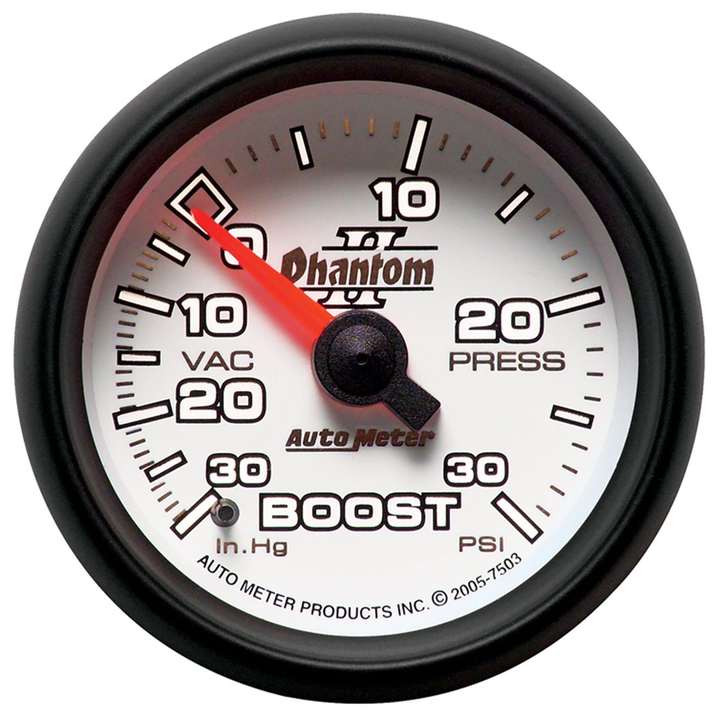 AutoMeter Phantom II Mechanical Boost/Vacuum Gauge | 2‑1/16″ / 30 in Hg‑30 PSI | SKU: 7503