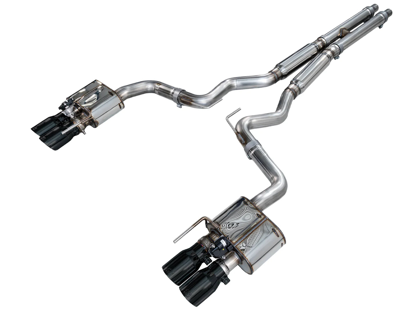 AWE SwitchPath™ Cat-back Exhaust for '18-'23 S550 Mustang GT - Quad Diamond Black Tips (SKU: 3025-43550)