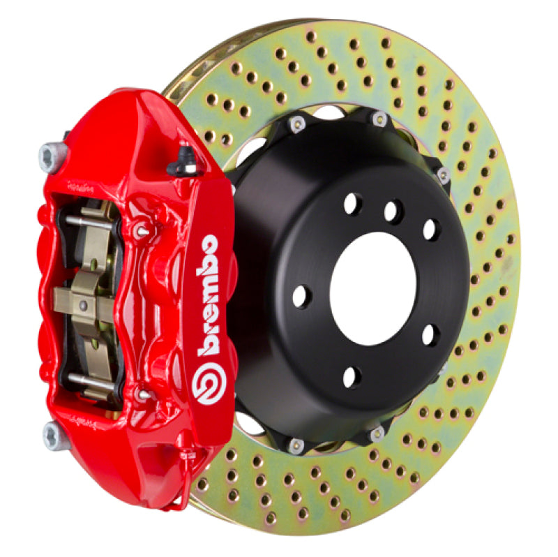 Brembo 01-04 996 C4S Rear GT BBK 4 Piston Cast 380x28 2pc Rotor Drilled-Red Brembo