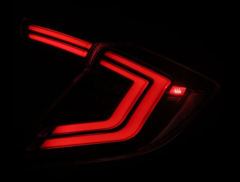 AlphaRex 676000 16-21 Honda Civic Hatchback/ Type-R FK8 Nova-Series LED Tail Lights (Pair) - Black