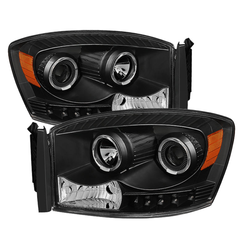 Xtune Dodge Ram 1500 06-08 / Ram 2500/3500 06-09 Halo Projector Headlights Black PRO-JH-DR06-LED-BK SPYDER