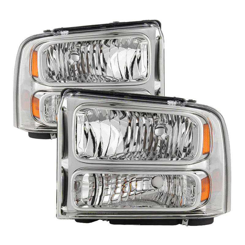 Xtune Ford F250 F350 F450 Superduty Excursion 99-04 Headlights Chrome HD-JH-FF25099-HA-C SPYDER