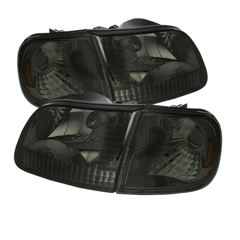Xtune Ford F150 97-03 / Expedition 97-02 Crystal Headlights w/Corner Smoke HD-JH-FF15097-SET-AM-SM SPYDER