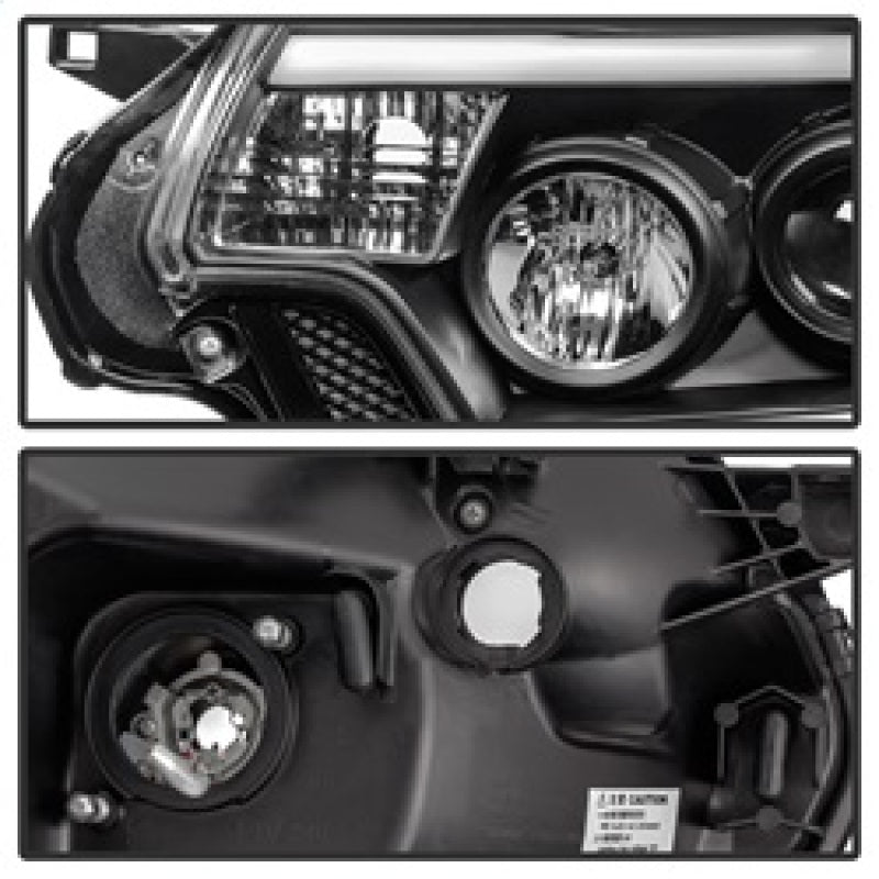 Spyder Toyota Tacoma 12-15 Projector Headlights Light Bar DRL Black PRO-YD-TT12-LBDRL-BK SPYDER