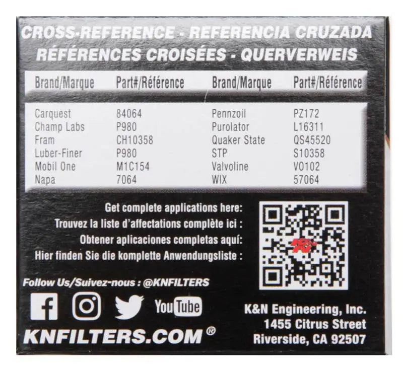 K&N Toyota / Lexus / Scion 1.50in OD x 2.25in H Oil Filter K&N Engineering