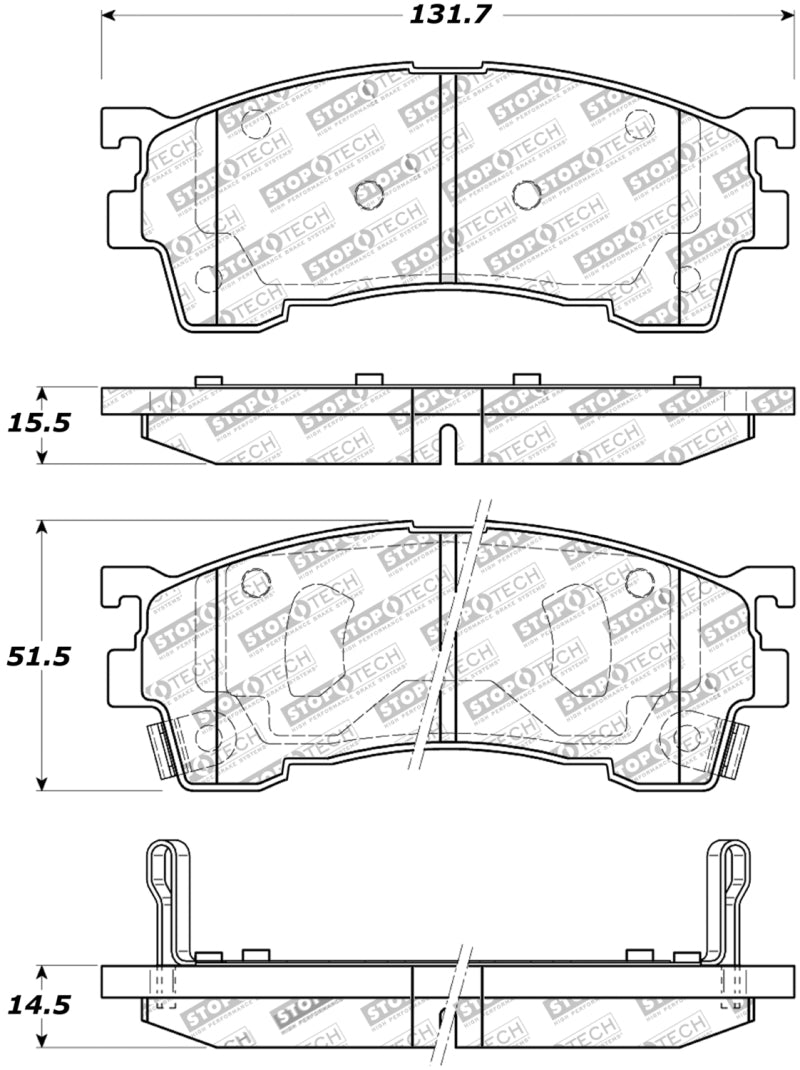 StopTech Premium Ceramic Front Brake Pads - 308.06370 Stoptech