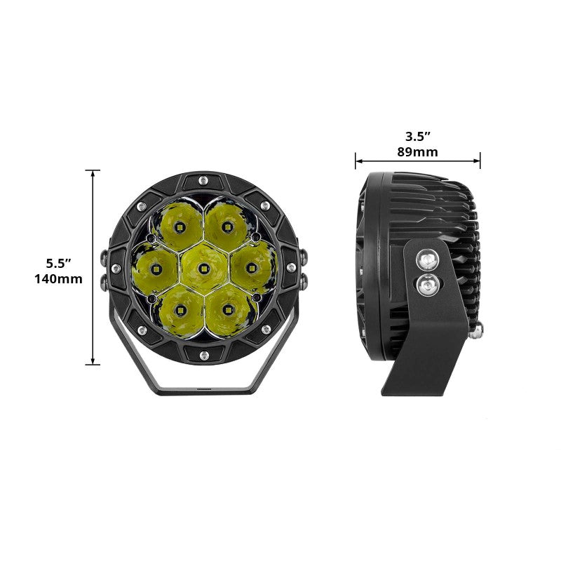 XKGlow 1pc 5in Spot Beam Cube Offroad Round Work Light Kit - Part XK067005
