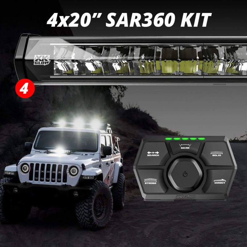 XKGlow (4) 20” SAR360 Light Bar Kit Emergency Search and Rescue Light System - Part XK-SAR360-1111