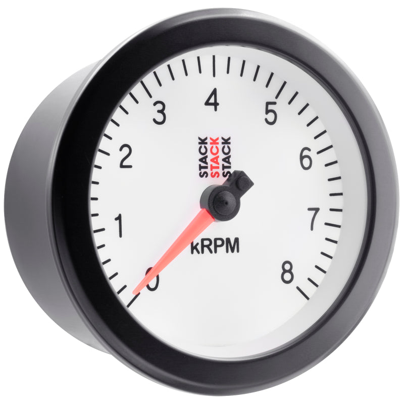 Autometer Stack Sport 88mm 0-8K RPM Tachometer - White ST100-08W