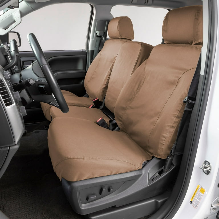 Covercraft 19-24 Chevrolet Silverado Polycotton SeatSaver Custom Front Row Seat Covers - Tan