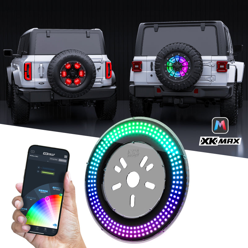 XKGlow XKmax RGBW Jeep 5th Wheel Light w/ Brake, Running, Reverse and Turn Signal Lights - Part MX-5WHEEL