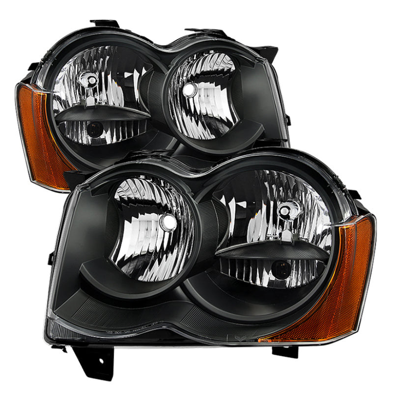 Xtune Jeep Grand Cherokee 08-10 Halogen Model OnlyOEM Style Headlights Black HD-JH-JGC08-AM-BK SPYDER