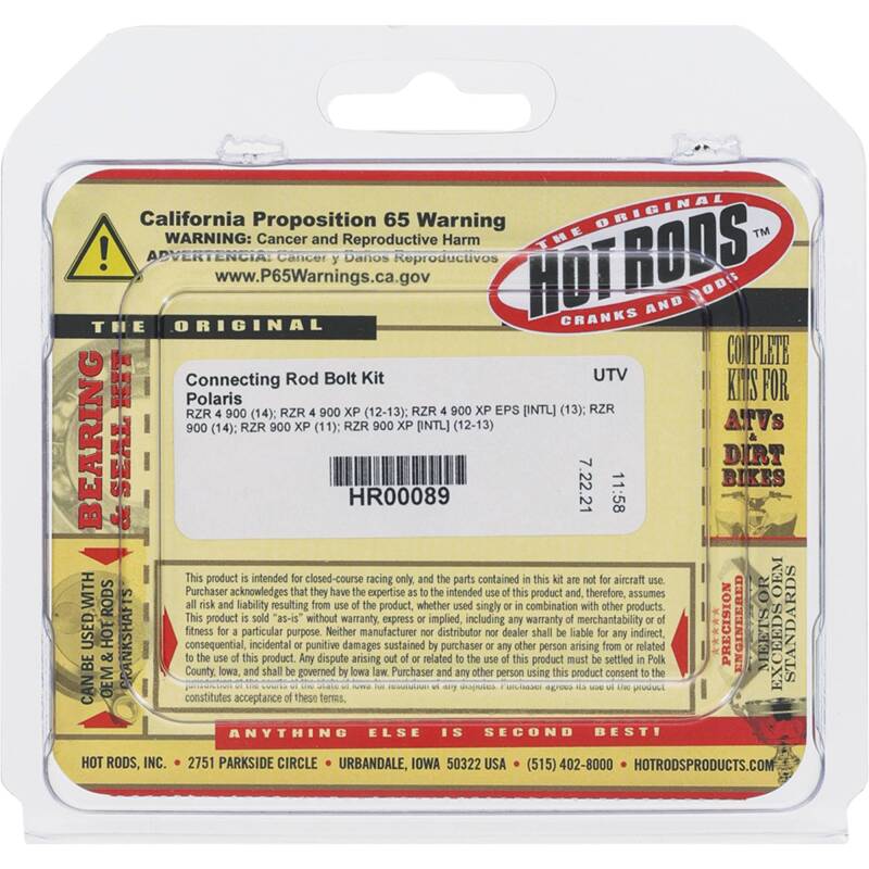 Hot Rods 2011 Polaris RZR 900 XP 900cc Connecting Rod Bolt Kit HR00089