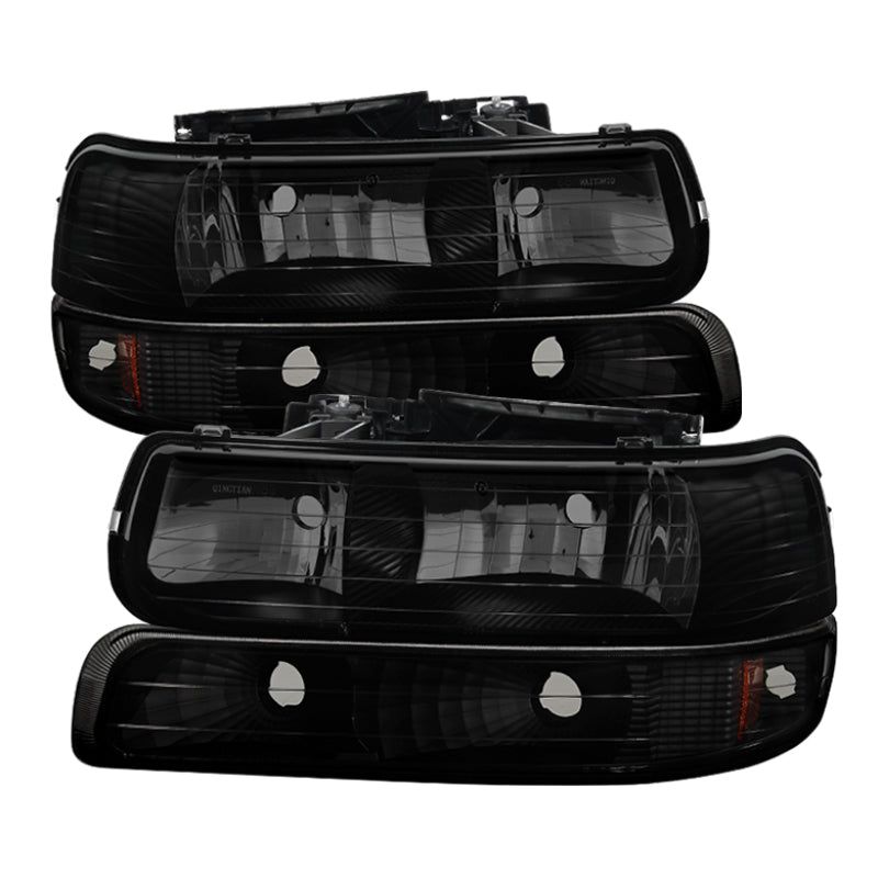 Xtune Chevy TahOE 00-06 Amber Crystal Headlights w/ Bumper Lights Black Smoke HD-JH-CSIL99-SET-BSM SPYDER