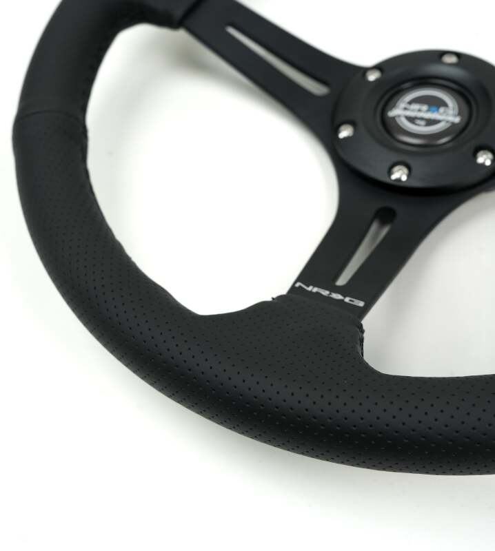 NRG Innovations 350mm Reinforced Slit-Spoke Steering Wheel - Perforated Leather - Matte Black Spokes – RST-030PR-BK