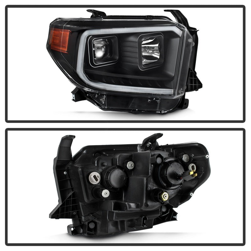 xTune 14-17 Toyota Tundra DRL LED Light Bar Projector Headlights - Black (PRO-JH-TTU14-LB-BK) SPYDER
