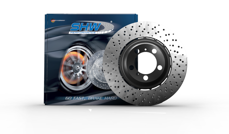 SHW 2021 Porsche 911 Turbo 3.7L Right Rear Cross-Drilled Lightweight Brake Rotor (992615602H) SHW Performance