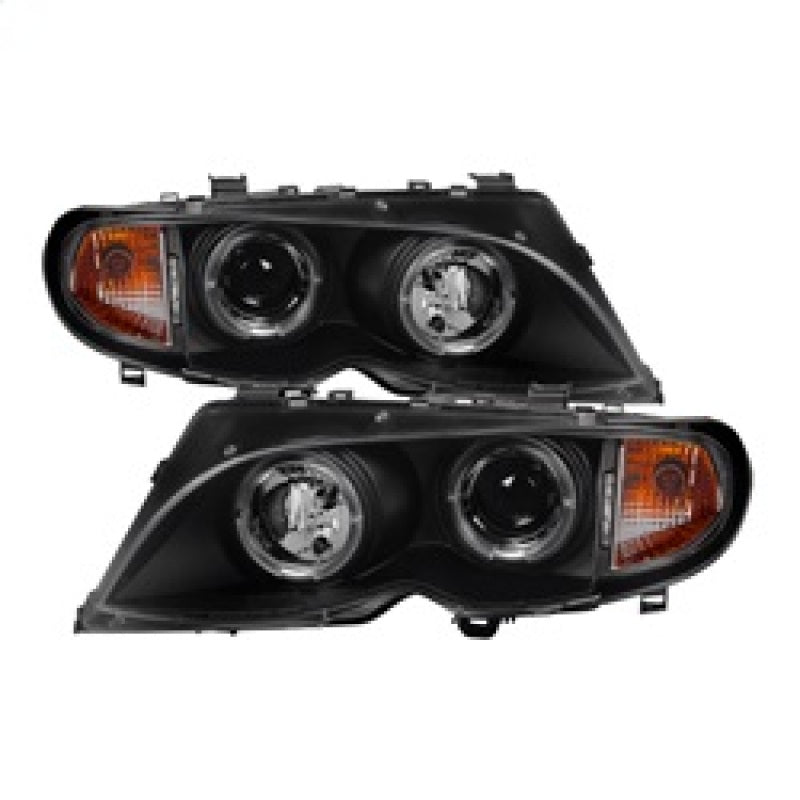 Spyder BMW E46 3-Series 02-05 4DR Projector Headlights 1PC LED Halo Blk PRO-YD-BMWE4602-4D-AM-BK SPYDER