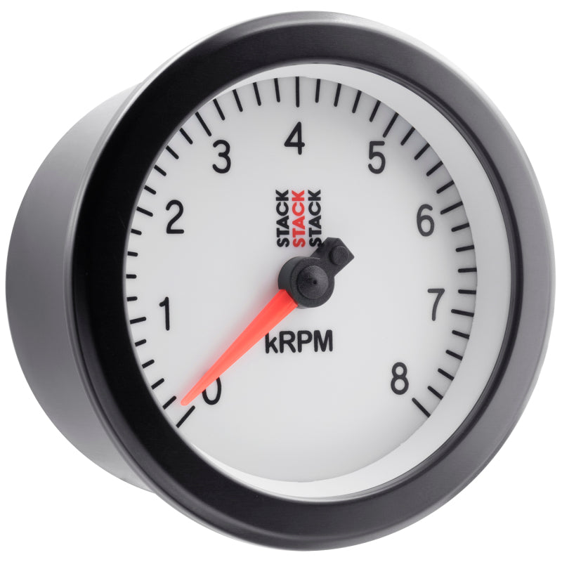 Autometer Stack Sport 88mm 0-8K RPM Tachometer - White ST100-08W