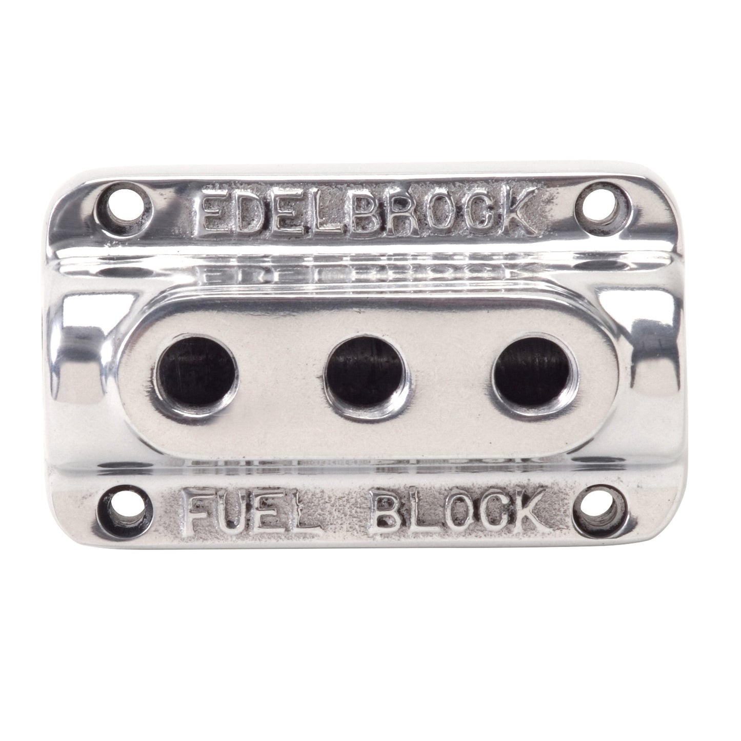 Edelbrock 12851 polished aluminum triple outlet fuel block kit