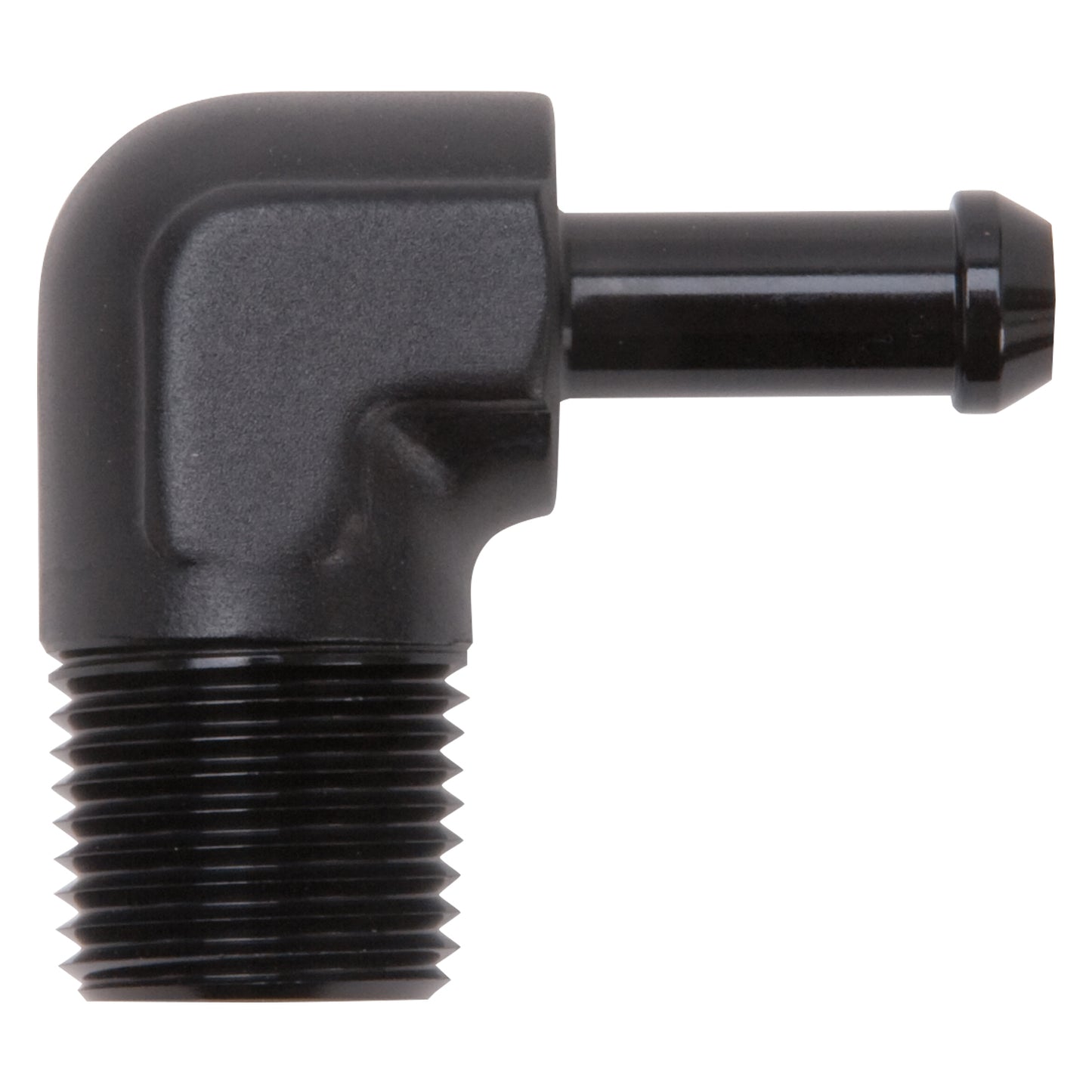 Edelbrock 8169 black 90 degree heater hose fitting 1/2 NPT to 3/8 barb